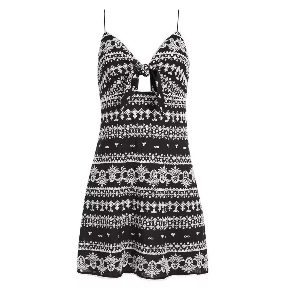 NWT Alice +Olivia Embroidered CutOut Mini Dress Boho Euro Summer Festival Tribal